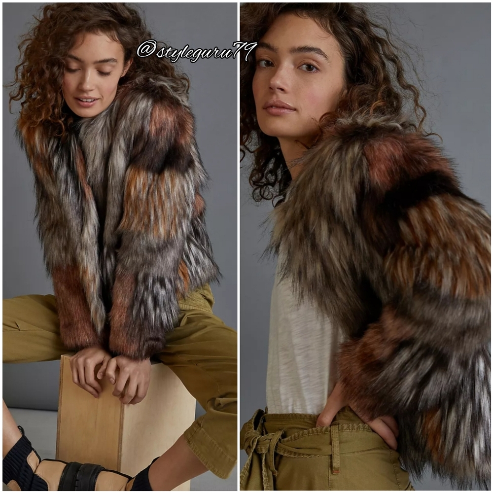 NWT, Anthropologie, Kendall Faux Fur Jacket